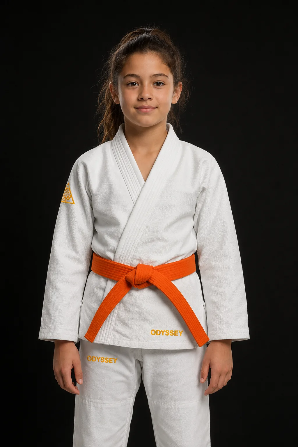 Kimono de BJJ blanco Odyssey para niños, vista frontal